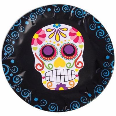 Forum Novelties Sugar Skull 9" Round Disposable Plate 8 Pack