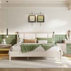 Christopher Knight Home Julina Modern Acacia Wood Upholstered Bed - 1 of 4