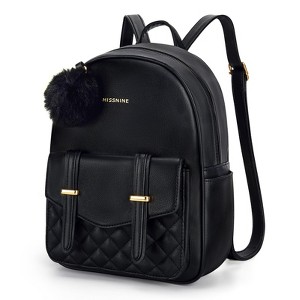 Generic Mini Backpack for Women Cute Small Backpack Purse With Pompom PU Leather Bookbag Small Casual Daypacks - 1 of 4
