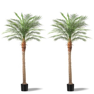 7ft/8ft/9ft Artificial Palm Trees 2 Packs Indoor Outdoor Tropical Decor Tall Fake Plants Large Faux Sago Palm Tree - 1 of 4