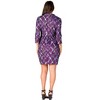 24seven Comfort Apparel Purple Geometric Print Three Quarter Sleeve Collar Mini Dress - image 3 of 4