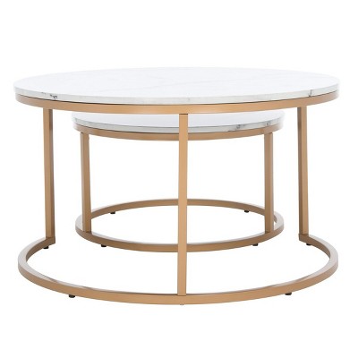 Peppino Round White Marble and Gold Nesting Coffee Table