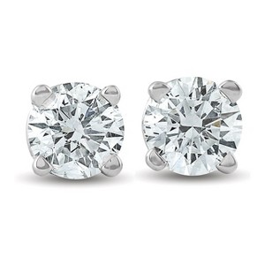 Pompeii3 1/3 CT. T.W. Genuine White Diamond Studs 14K White or Yellow Gold - 1 of 4