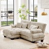 Chenille 2 Seater Modular Sectional Sofa with Ottoman, Deep Seat and Bolster Arms, 94.4" for Living Room-3irtyhousy - 3 of 4