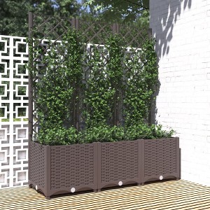 vidaXL Garden Planter with Trellis Brown 47.2"x15.7"x53.5" PP - 1 of 4