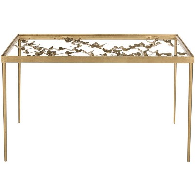 Ethereal Gold 47" Glass-Top Home Office Desk with Drawer