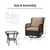 3-Piece Outdoor Wicker Patio Set, 360° Swivel Rocker Chairs with Cushions & Tempered Glass Side Table, Elegant Bistro Set for Backyard & Patio - 3 of 4