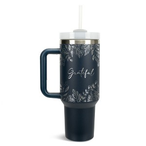 Elanze Designs Grateful Autumn Harvest Leaves 40 oz. Stainless Steel, Large Water Bottle Coffee Mug, Spill & Leak Resistant, Thermal Travel Tumbler - 1 of 1