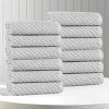 Viscose Cotton Blend Medium Weight Soft Textured Diagonal Ribbed Towel Set by Blue Nile Mills - 2 of 4