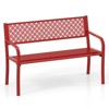 Costway 50" Outdoor Garden Bench with Geometric Lattice Backrest Armrests and Slatted Seat Black/Gray - 2 of 4