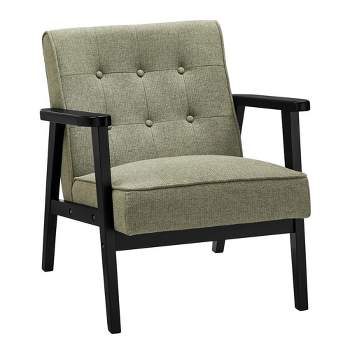 SONGMICS Accent Leisure Chair Mid-Century Modern Arm Chair with Solid Wood Armrests and Legs 1-Seat Cushioned Sofa