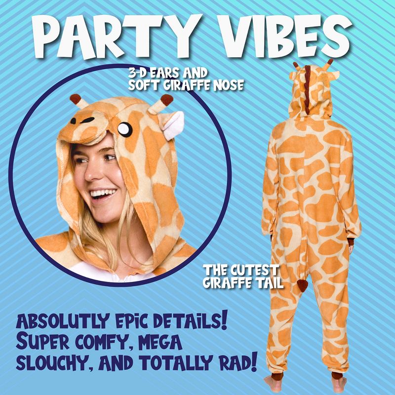 FUNZIEZ! - Giraffe Slim Fit Adult Unisex Novelty Union Suit Costume for Halloween, 3 of 8
