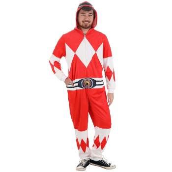 HalloweenCostumes.com Adult Power Rangers Red Ranger Hooded Union Suit for Adults