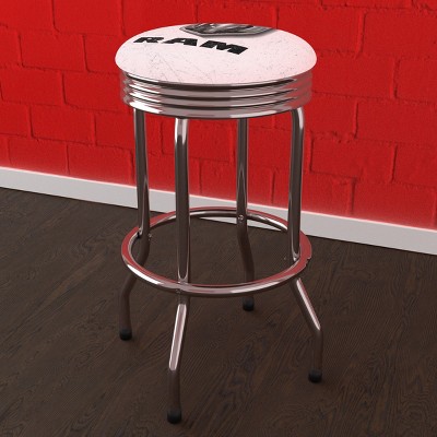 White Vinyl Swivel Bar Stool with Metal Frame