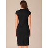 Allegra K Women's Vintage Cap Sleeve V-Neck Back Slit Ruched Side Sheath Dress - 3 of 4