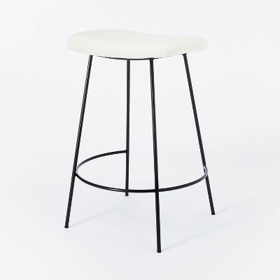 Clarkston Metal Counter Height Barstool with Upholstered Seat Cream Boucle - Threshold™ designed with Studio McGee