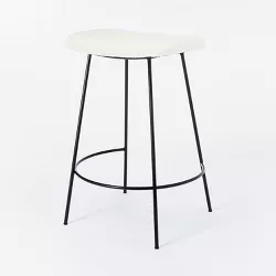 Clarkston Metal Counter Height Barstool with Upholstered Seat Cream Boucle - Threshold™ designed with Studio McGee