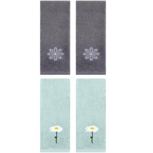 REGALWOVEN 4 Pcs Cotton Soft Absorbent Floral Pattern Hand Towel 13" x 30" - 1 of 4