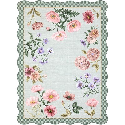 Floral Boho Washable Runner Rug - Non-Slip Low-Pile, Stain Resistant for Kitchen, Hallway, Bathroom, Bedroom & Dorm