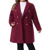 Agnes Orinda Women's Plus Size Double Breasted Notch Lapel Pocket Long Trench Pea Coats - 2 of 4