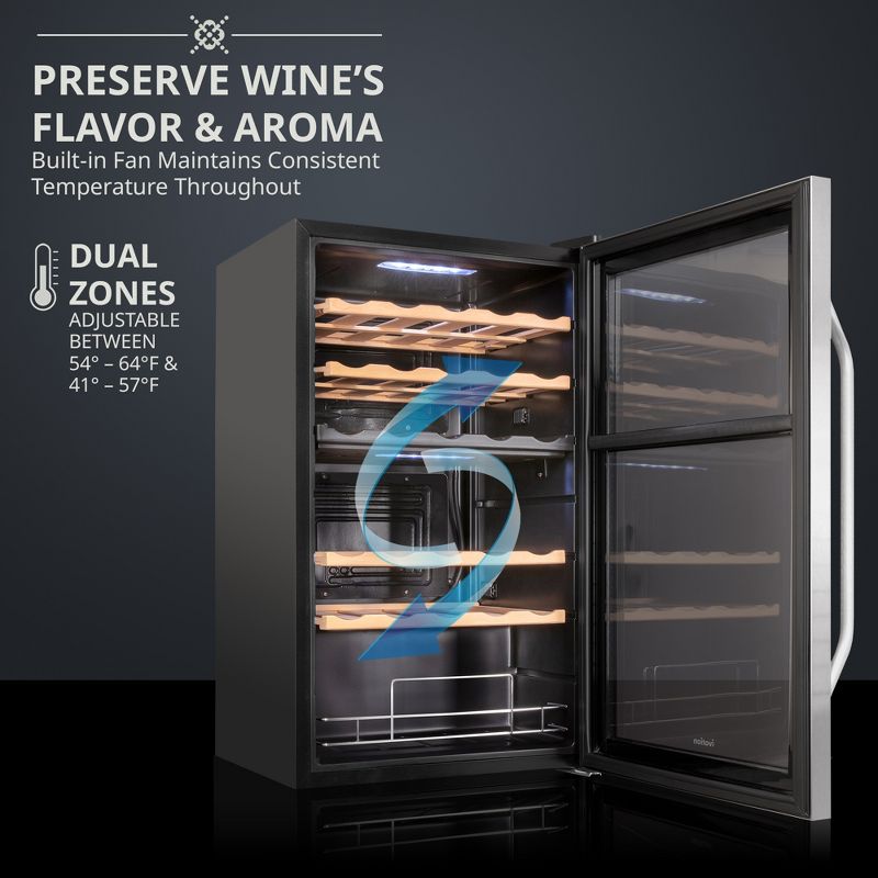 Ivation 33-Bottle Dual Zone Compressor Freestanding Wine Cooler Refrigerator - Stainless Steel, 3 of 8