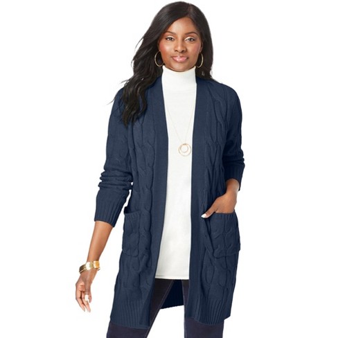 Jessica London Women's Plus Size Cable Duster Sweater - 18/20, Blue : Target