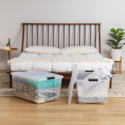 Clear Stackable Plastic Storage Bins with Lids, 2 Pack
