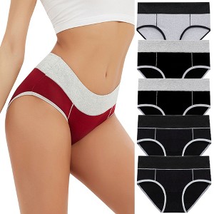 Agnes Orinda Women's Plus Size 5 Packs Mid-High Waist Solid Stretchy Comfortable Briefs - 1 of 4