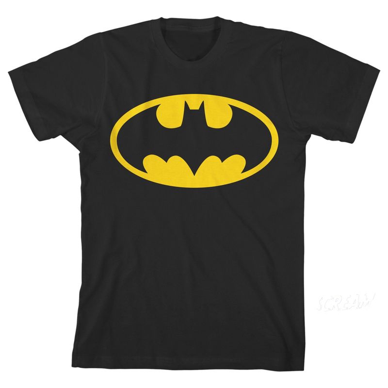 Batman Classic Bat Signal Black Graphic Tee Toddler Boy to Youth Boy, 1 of 4