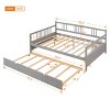 Full Size Daybed Bed with Pull-Out Trundle and Guard Rails, Solid Pine Wood Sofa Bed for Guest or Kids Room-Baofuwish - 4 of 4