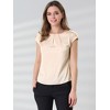 Allegra K Women's Satin Cap Sleeve Pleated Casual Work Office Blouse - 2 of 4