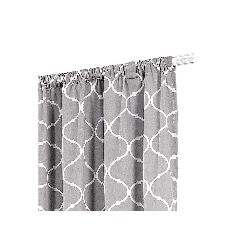 Kate Aurora Gray & White Lattice Clover Ultra Luxurious Single Tie Up Window Curtain Shade - 42 in. W x 63 in. L, 3 of 7