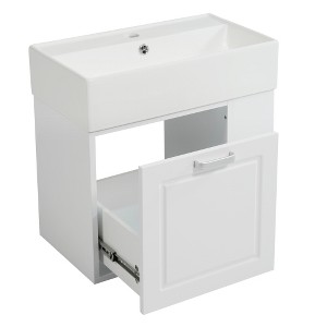 Akoasm 21.8 in. W Sink Bathroom Vanity Cabinet with One Drawer, Adjustable Shelf and Toilet Paper Holder-White - 1 of 4