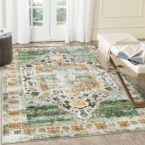COZONY Washable Area Rug for Living Room, Vintage Distressed Accent Carpet, Non-Slip, Low Pile, Stain Resistant - 1 of 4