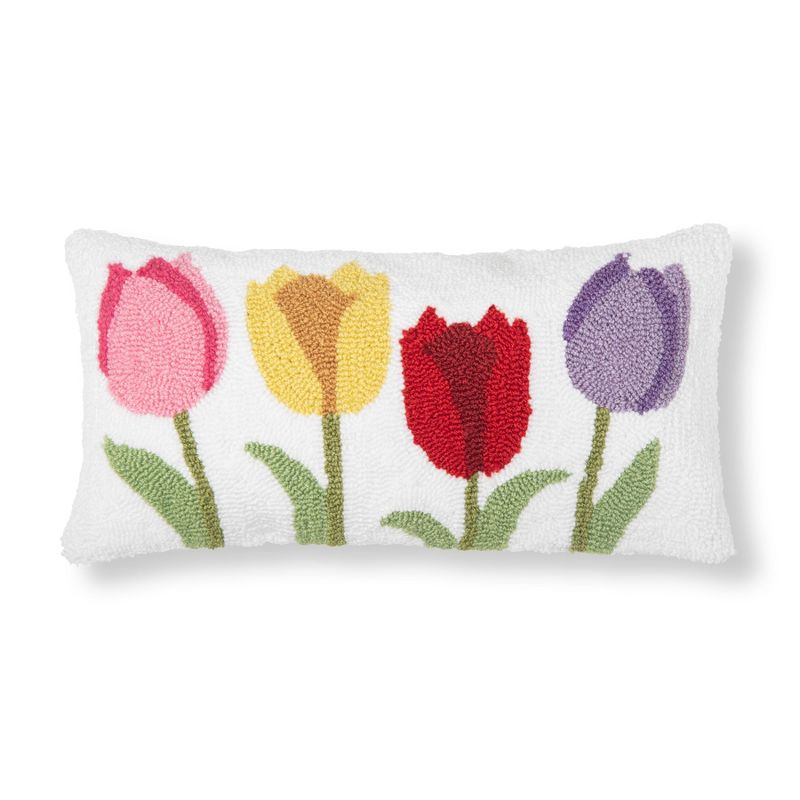 C&F Home 10" x 20" Tulip Garden Hooked Pillow, 1 of 6