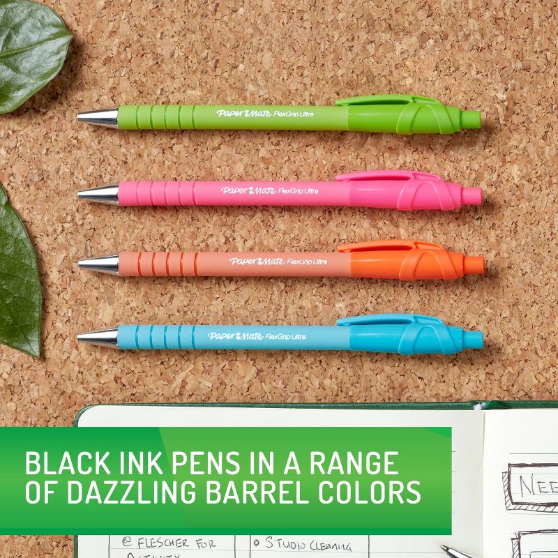 Paper Mate 4pk Ballpoint Pens Black Ink Flexgrip Ultra, 3 of 6