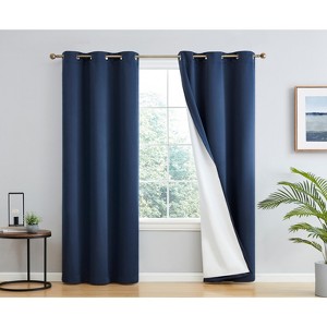 HLC.ME Dakota 100% Blackout Thick Thermal Insulated Energy Efficient Heat Blocking Curtains Grommet Panels, Set of 2 - 1 of 4