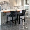SKRAN Contemporary Velvet Upholstered Back Barstools With Solid Wood Legs And Nailhead Trim,Leisure Style Bar Chairs For Kitchen Island Counter - 2 of 4