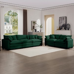 2-Piece Corduroy Upholstered Living Room Sofa Set with 2-Seater Sofa and 3-Seater Sofa - 1 of 4