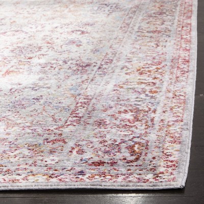 Gray and Red Distressed Oriental Synthetic Runner Rug, 2'3" x 8'