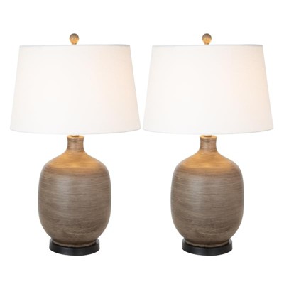 SEA WINDS Lux Lighting Stunning Brown Table Lamps (Set of 2) 3-Way Switch 3-Way Switch