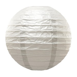 LumaBase Round Paper Lanterns, White - Set of 5 - 1 of 2