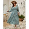 Plus Size Women's V Neck Long Sleeve Maxi Dress Floor Length Elegant Casual - 2 of 4