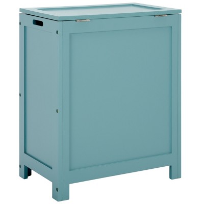 Haina Blue Wooden Rectangular Laundry Hamper