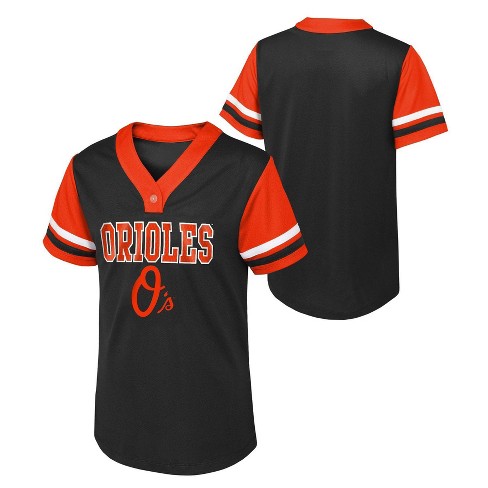 MLB Baltimore Orioles Youth Girls' Henley Team Jersey - L