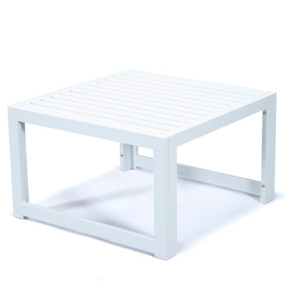 LeisureMod Patio Coffee Table with Black Aluminum Frame - Chelsea Collection, Weather-Resistant Design, Perfect for Outdoor Spaces