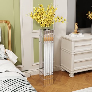 Racxily Floor Vase, Silver Mirror Design with MDF & Glass for Artificial Plants - 1 of 4