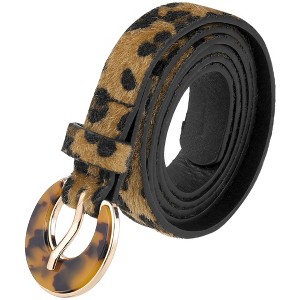 INSPIRE CHIC Womens Leopard Printed 0.7" Width Faux Fur Leather Retro Waist Belts 1Pc - 1 of 4