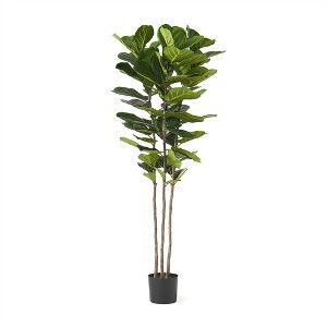 XINGHANZHENXUAN 72-Leaf Artificial Fiddle Leaf Fig Tree, Lifelike Faux Plant with Realistic Texture for Living Room, Office & Home - 1 of 4