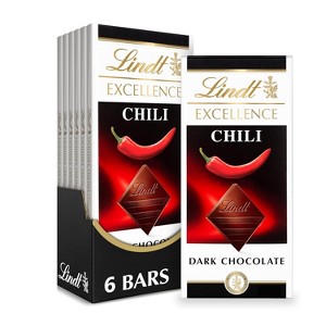 Lindt 4/6/12 Pack Excellence Chili Dark Chocolate Bar, Dark Chocolate Candy Infused with Spicy Red Chili, 3.5 oz. - 1 of 4
